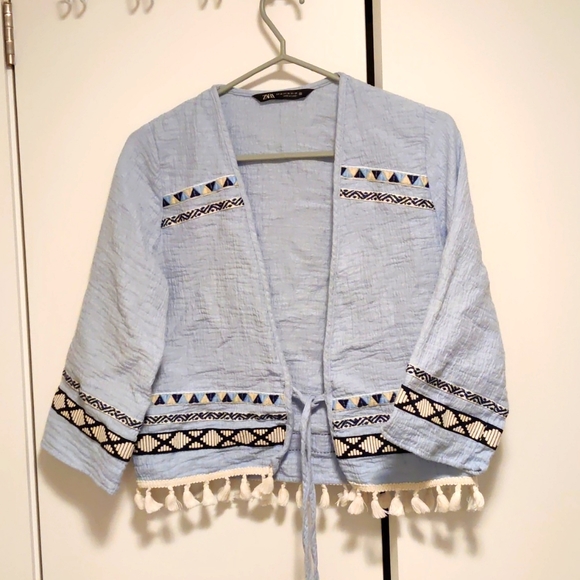 Zara fringed embroidered jacket - Picture 1 of 4